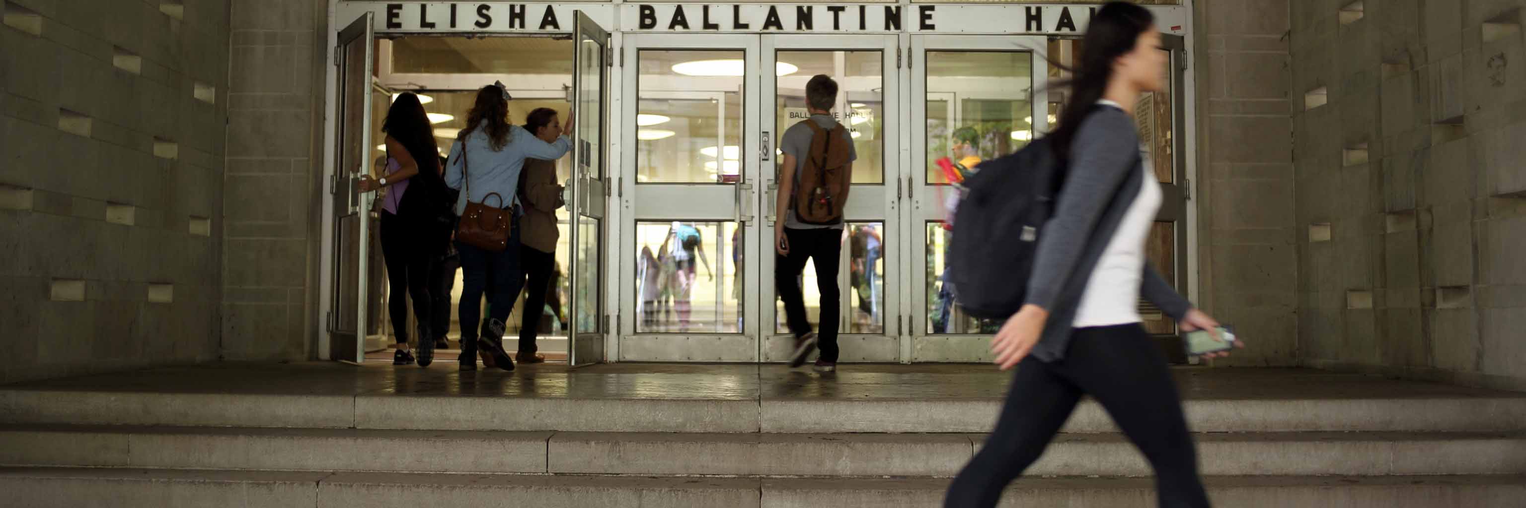Students entering Ballantine Hall